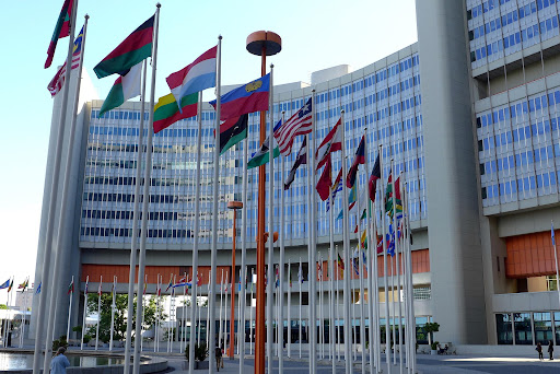 United Nations Headquarters, flags of member states